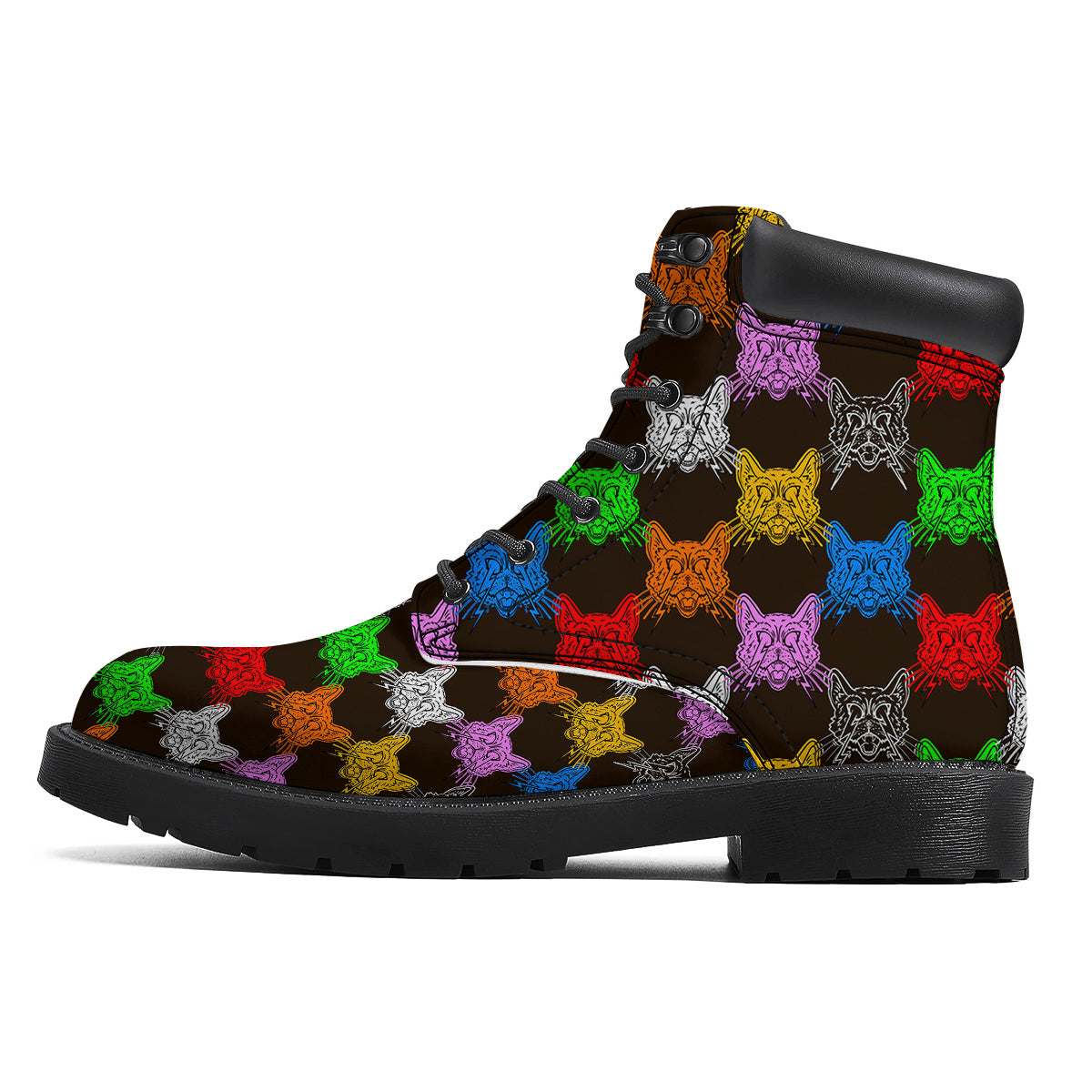 Colorful Crazy Cat Print Pattern Boots-grizzshop