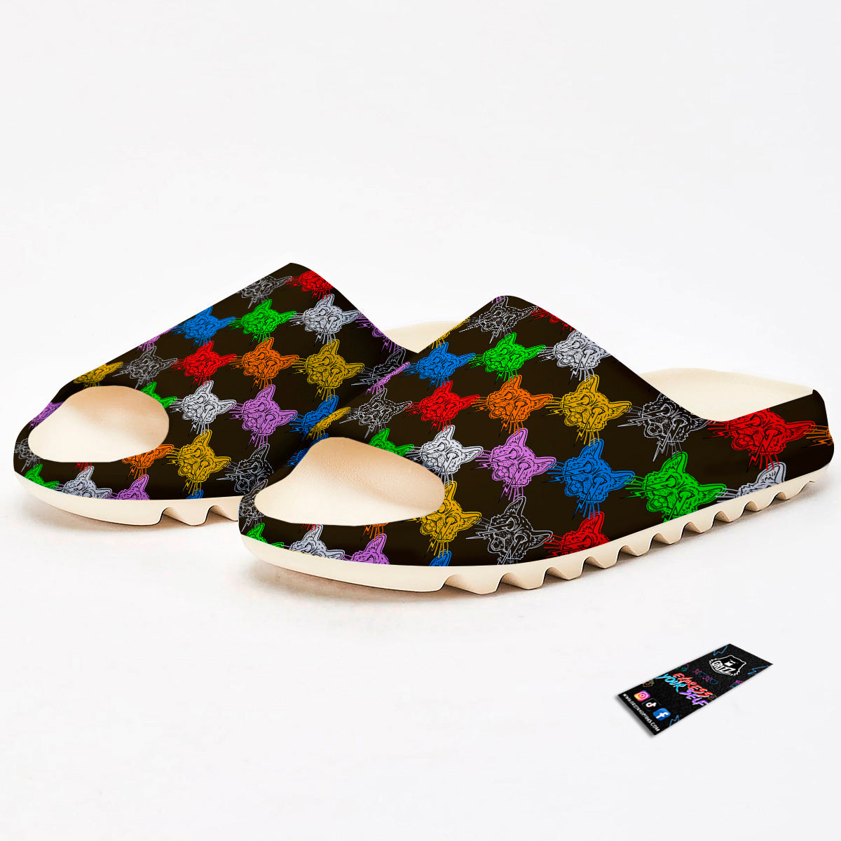 Colorful Crazy Cat Print Pattern Sandals-grizzshop