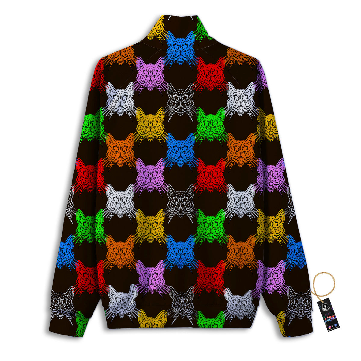 Colorful Crazy Cat Print Pattern Track Jacket-grizzshop
