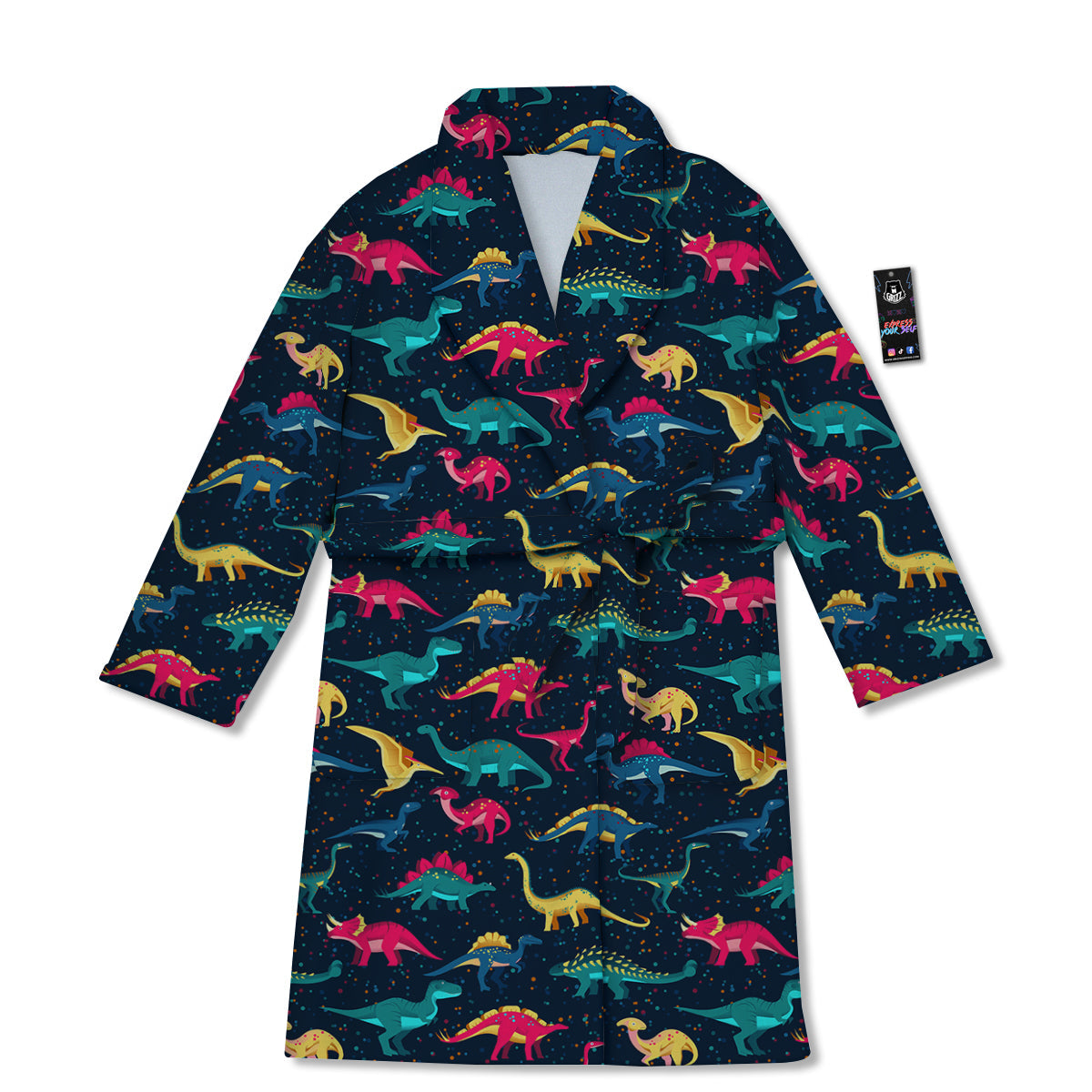 Colorful Cute Dinosaurs Print Pattern Bathrobe-grizzshop