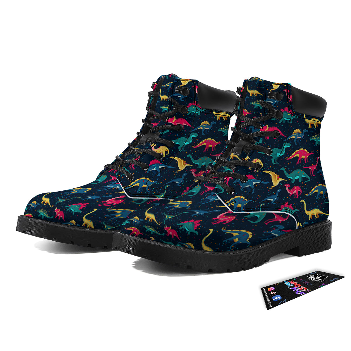 Colorful Cute Dinosaurs Print Pattern Boots-grizzshop