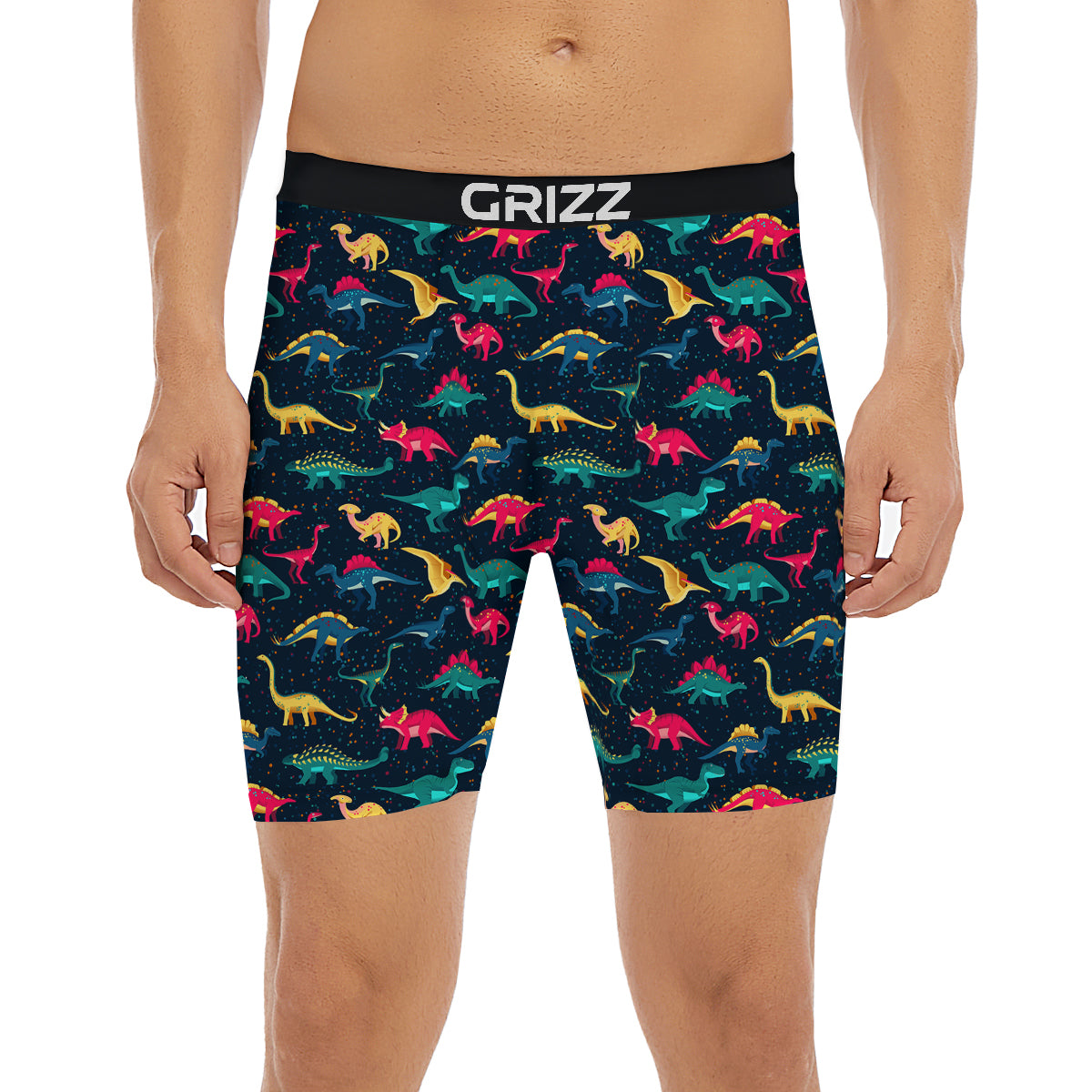 Colorful Cute Dinosaurs Print Pattern Boxer Briefs-grizzshop