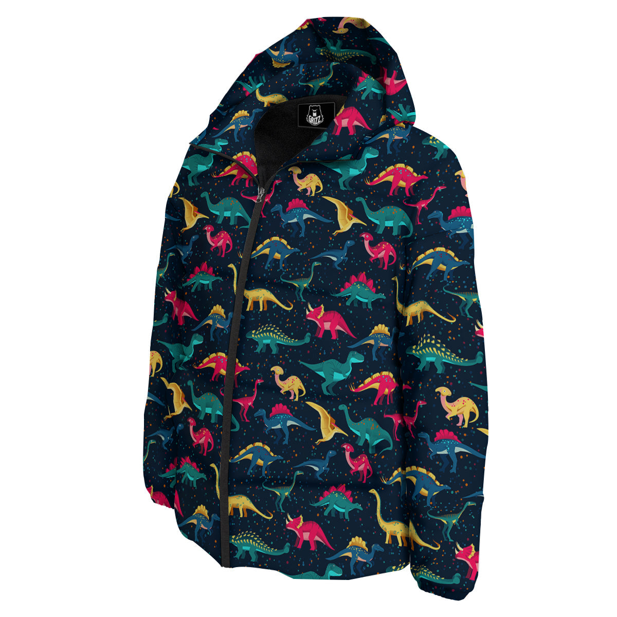 Colorful Cute Dinosaurs Print Pattern Down Jacket-grizzshop