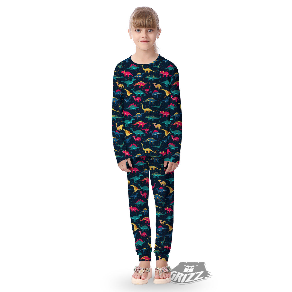 Colorful Cute Dinosaurs Print Pattern Kid's Pajamas-grizzshop