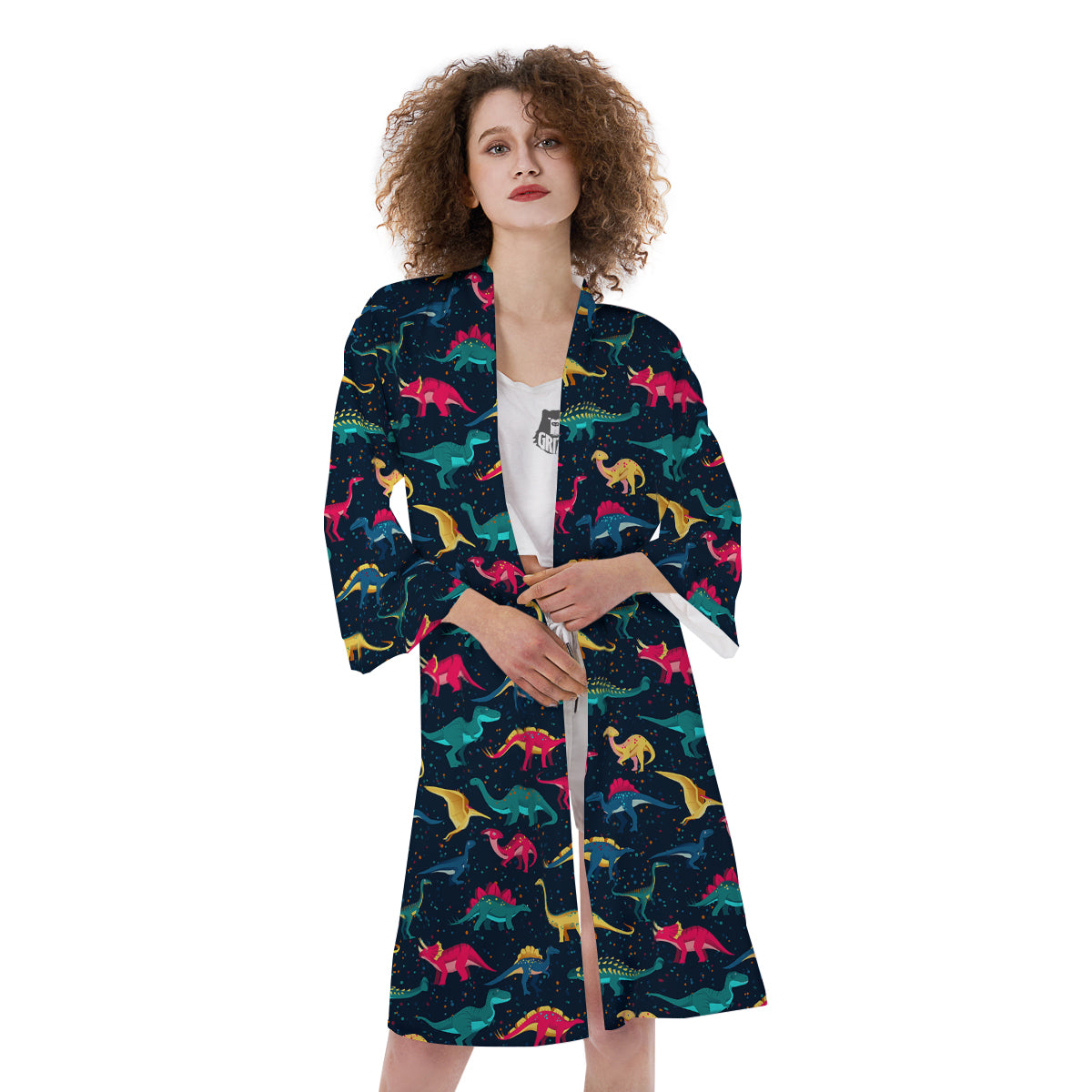 Colorful Cute Dinosaurs Print Pattern Kimono-grizzshop