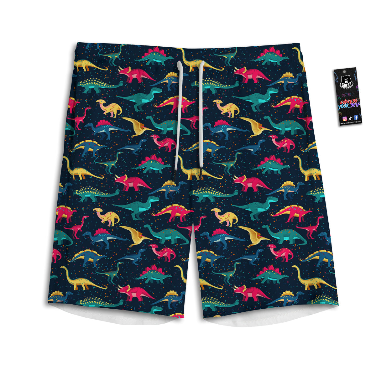 Colorful Cute Dinosaurs Print Pattern Men's Athletic Shorts