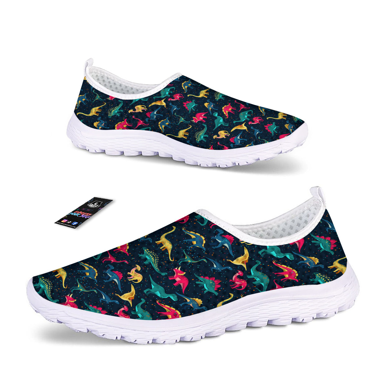 Colorful Cute Dinosaurs Print Pattern Nurse Shoes-grizzshop