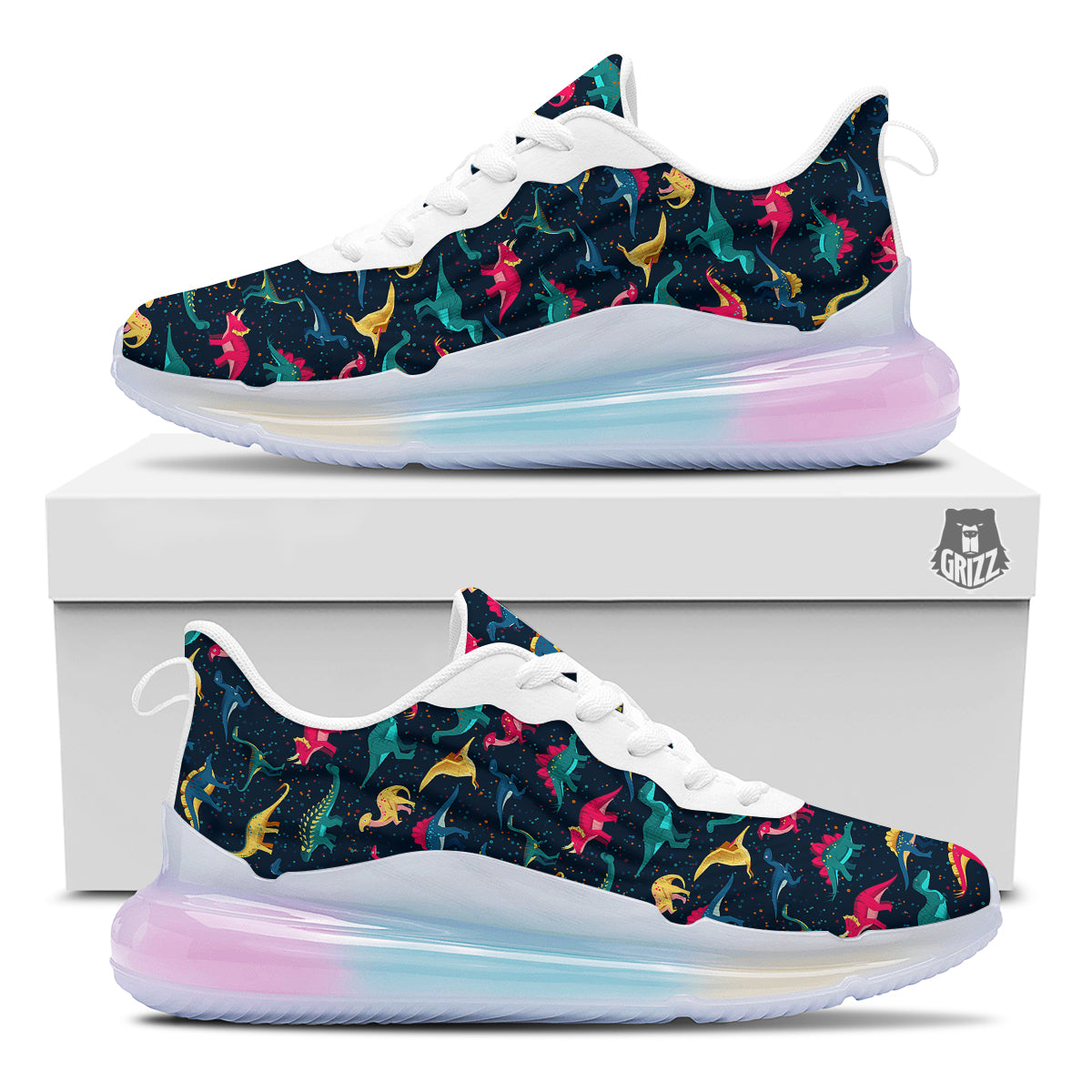 Colorful Cute Dinosaurs Print Pattern Running Sneakers-grizzshop