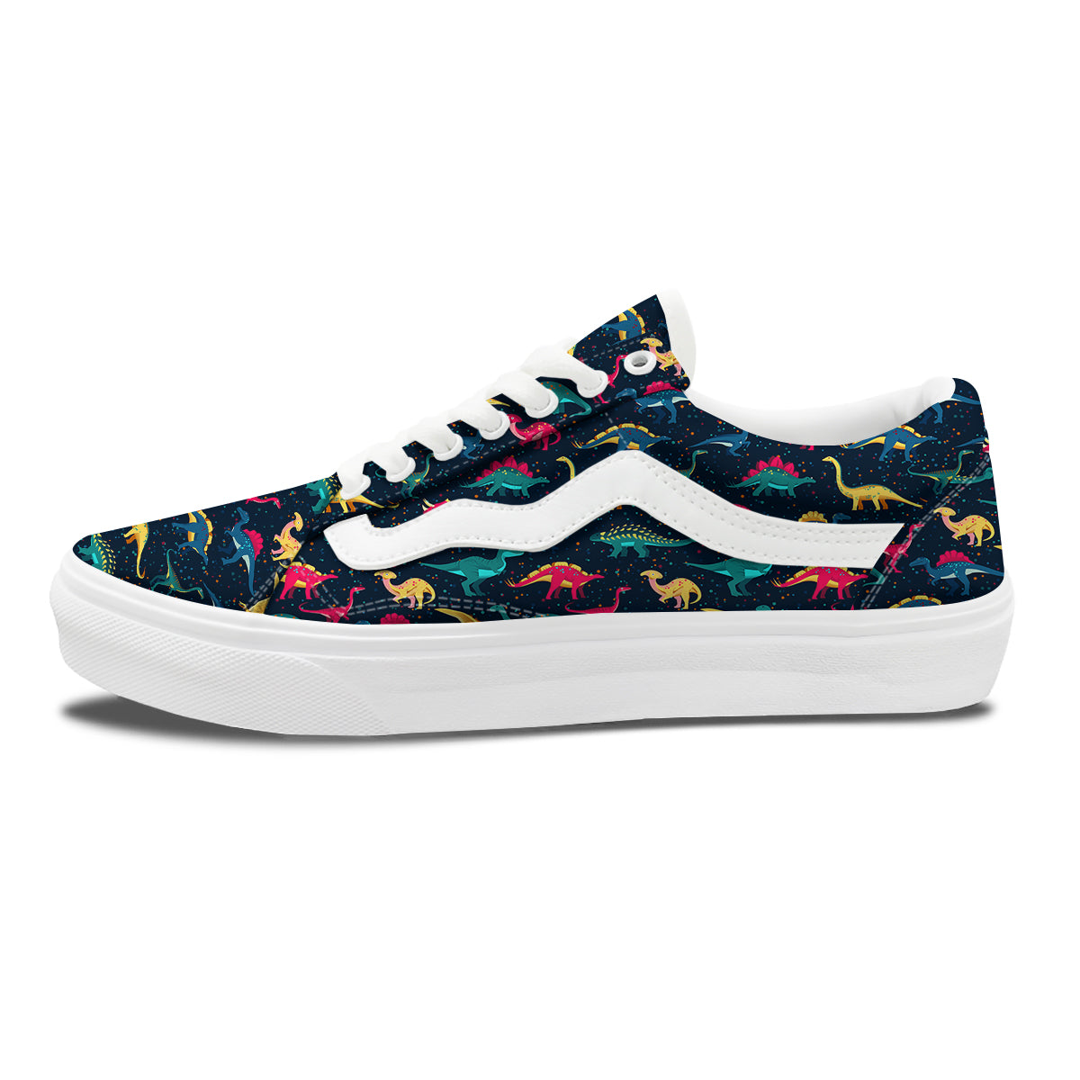 Colorful Cute Dinosaurs Print Pattern Skate Shoes-grizzshop