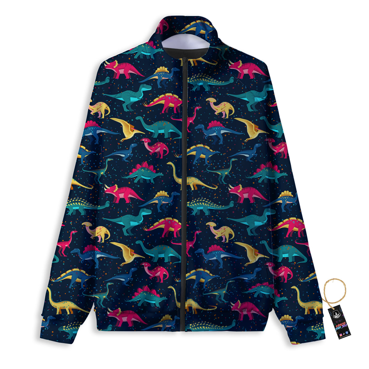 Colorful Cute Dinosaurs Print Pattern Track Jacket-grizzshop