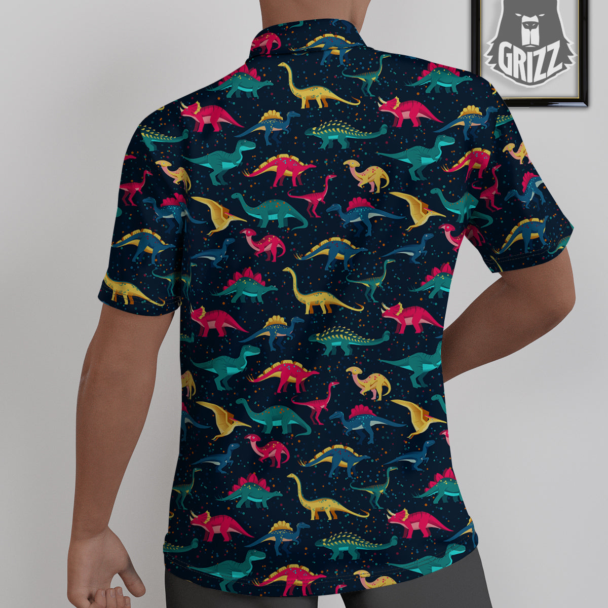 Colorful Cute Dinosaurs Print Pattern Untucked Shirts-grizzshop