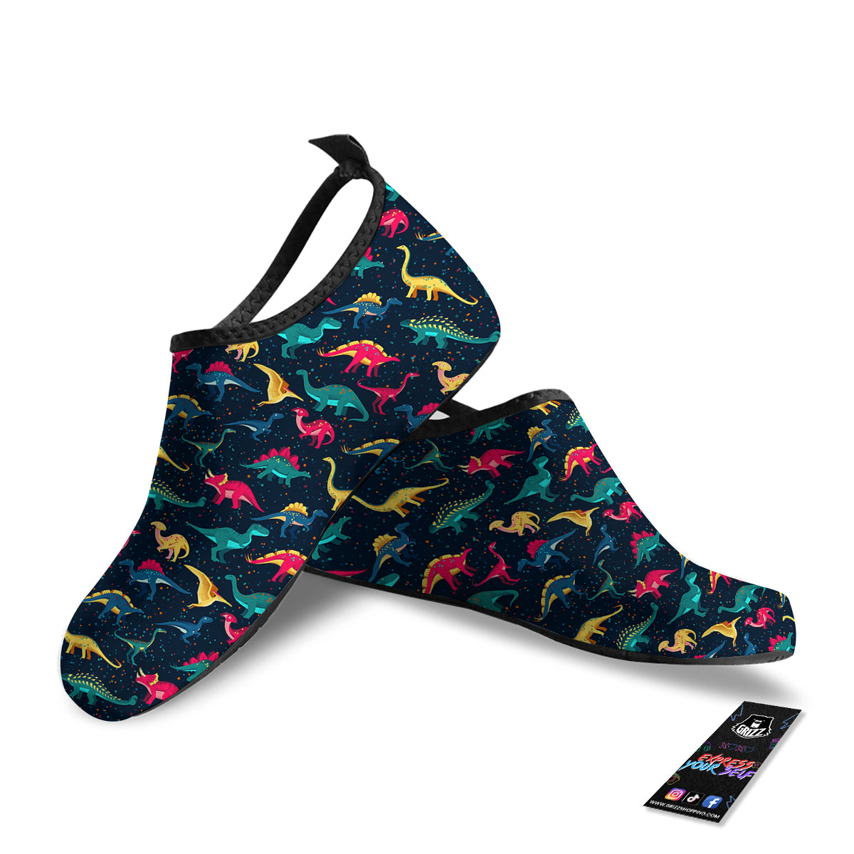 Colorful Cute Dinosaurs Print Pattern Water Shoes-grizzshop