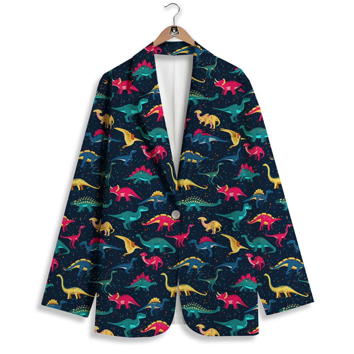 Colorful Cute Dinosaurs Print Pattern Women's Blazer-grizzshop