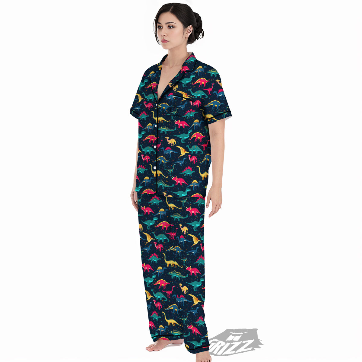 Colorful Cute Dinosaurs Print Pattern Women's Pajamas Set-grizzshop