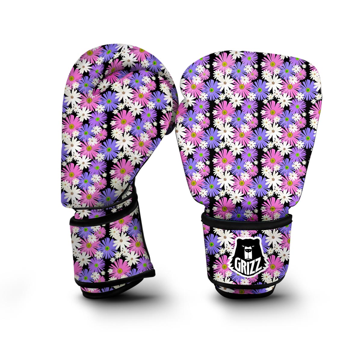 Colorful Daisy Pattern Print Boxing Gloves-grizzshop