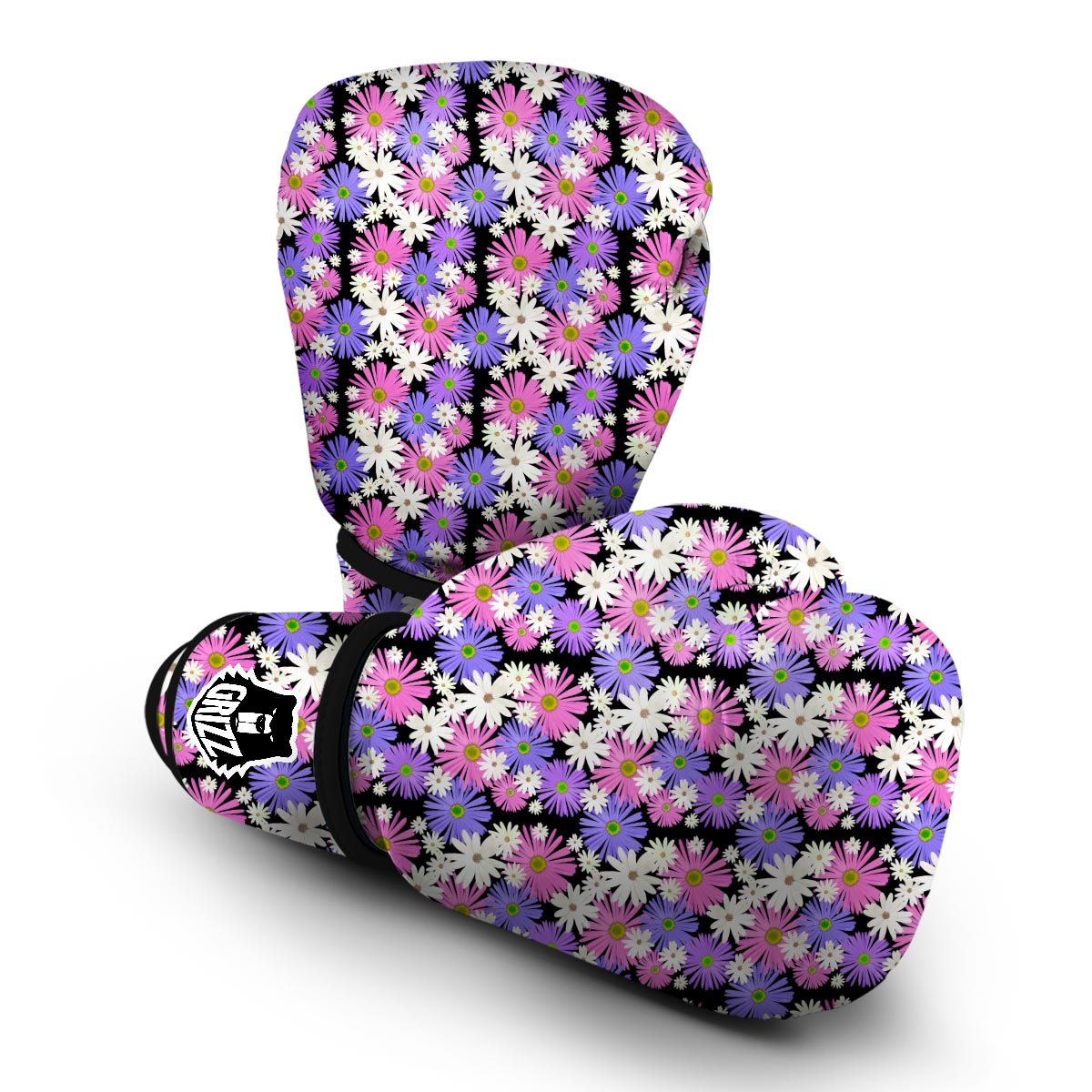 Colorful Daisy Pattern Print Boxing Gloves-grizzshop