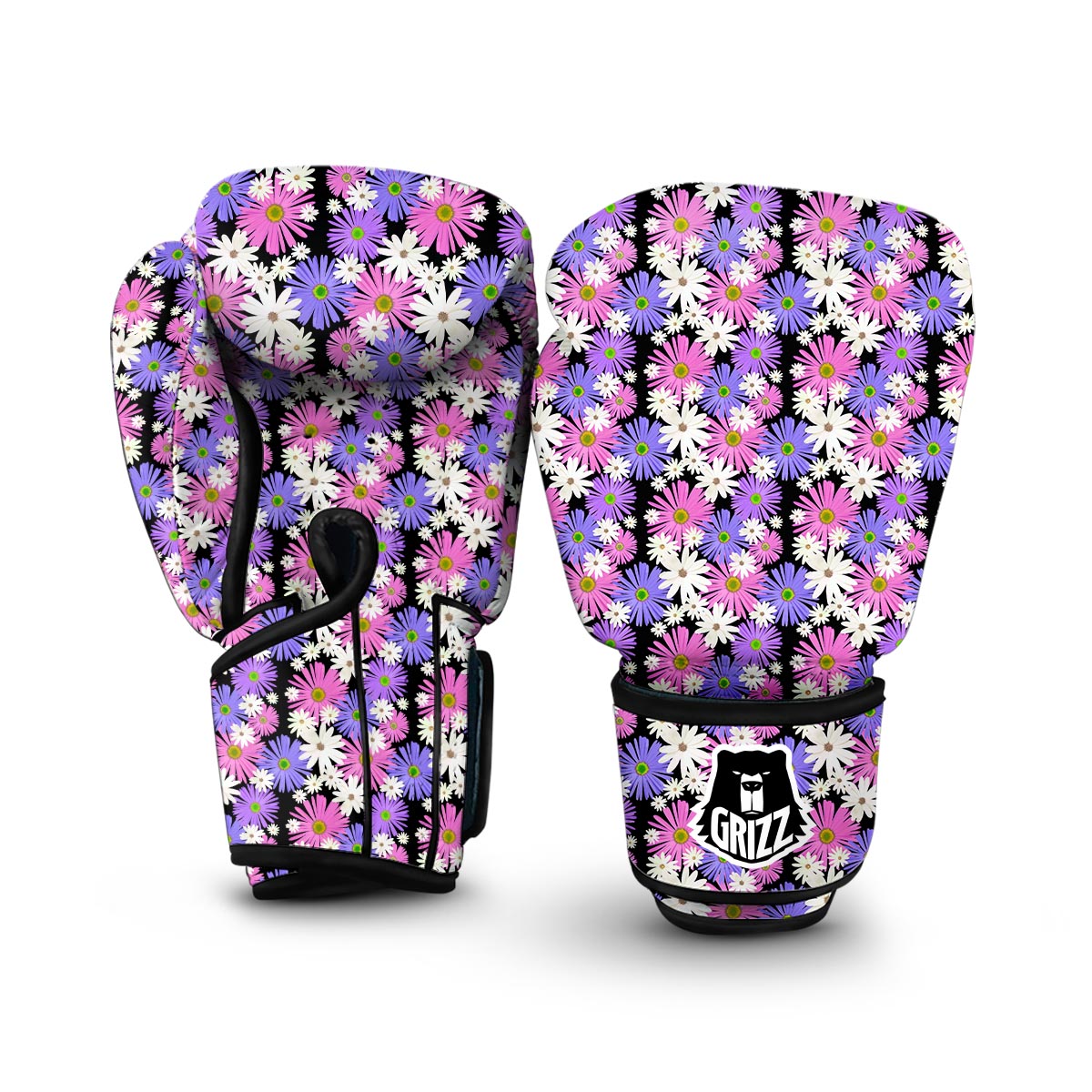 Colorful Daisy Pattern Print Boxing Gloves-grizzshop