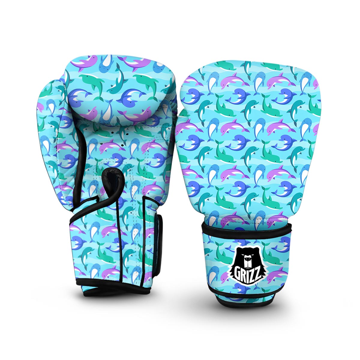 Colorful Dolphin Pattern Print Boxing Gloves-grizzshop