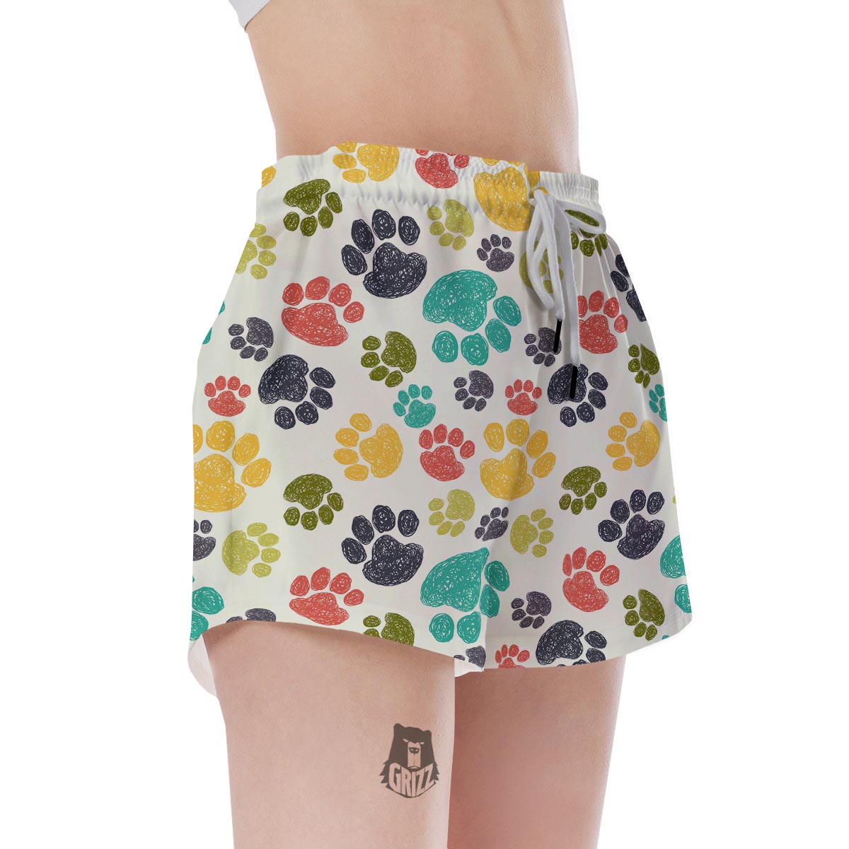 Colorful Doodle Paw Women's Shorts-grizzshop