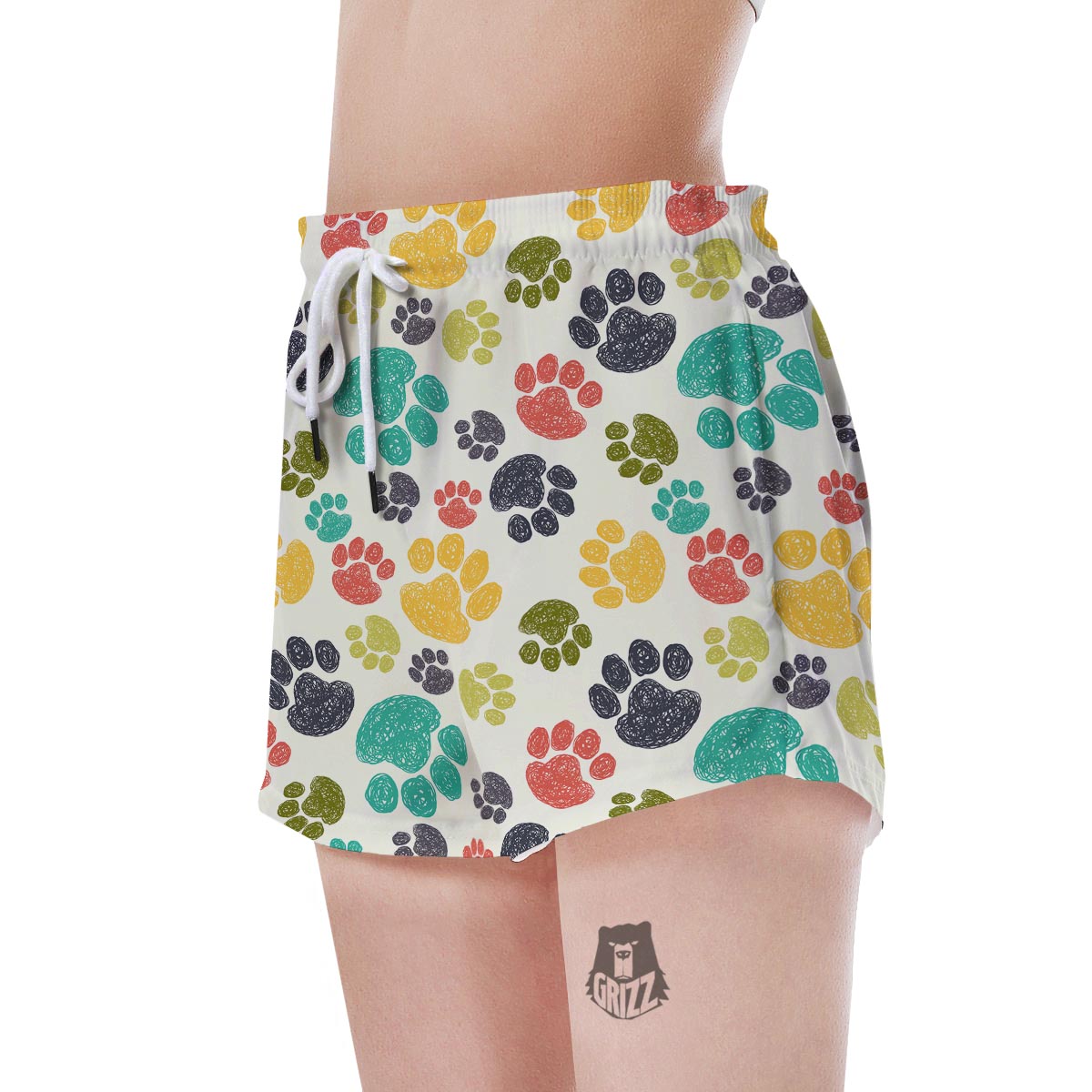 Colorful Doodle Paw Women's Shorts-grizzshop