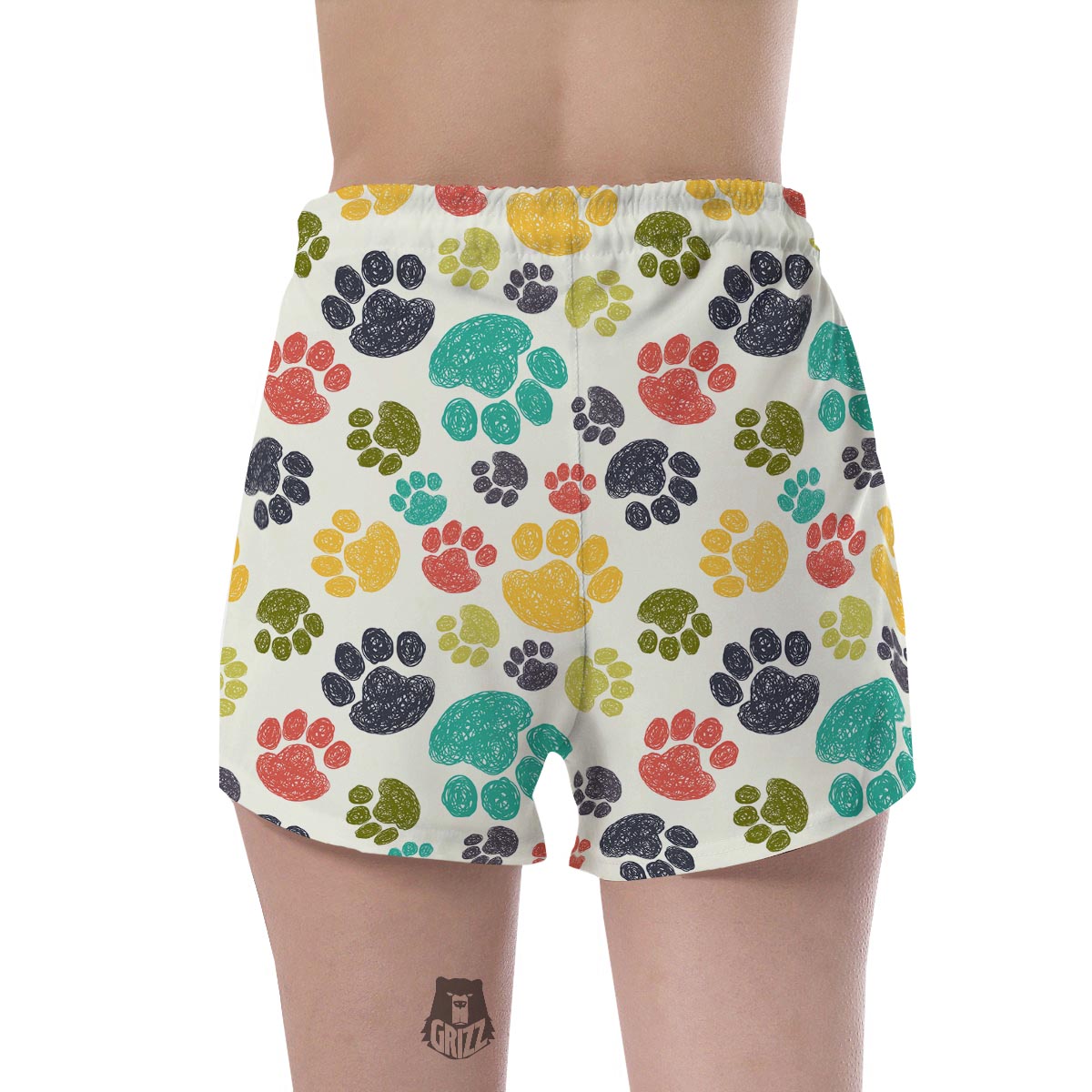 Colorful Doodle Paw Women's Shorts-grizzshop