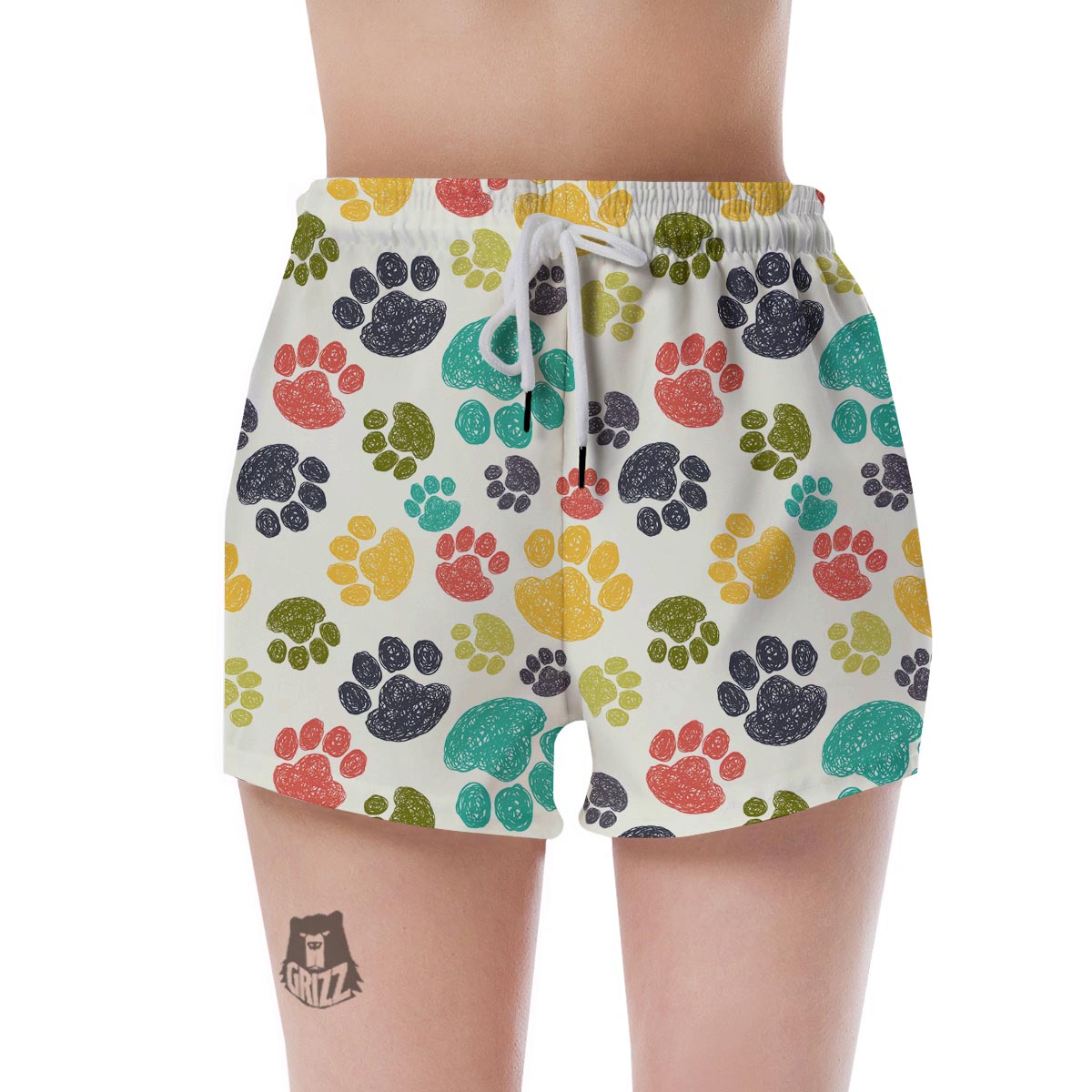 Colorful Doodle Paw Women's Shorts-grizzshop