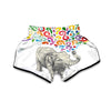 Colorful Elephant Hand drawn Print Muay Thai Boxing Shorts-grizzshop