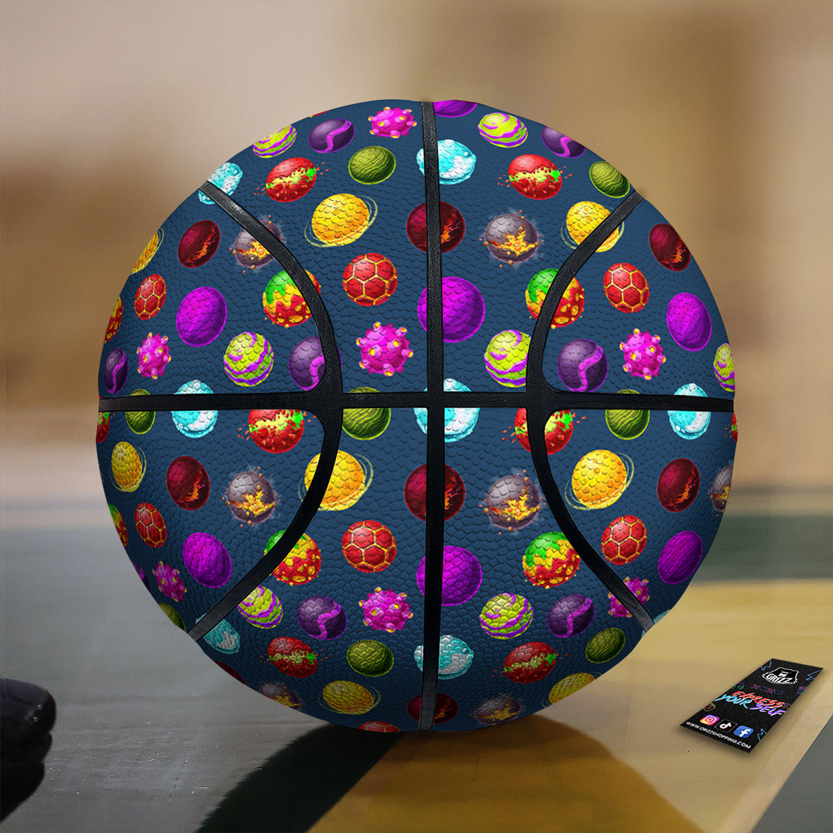Colorful Galaxy Planets And Space Stars Print Pattern Basketball