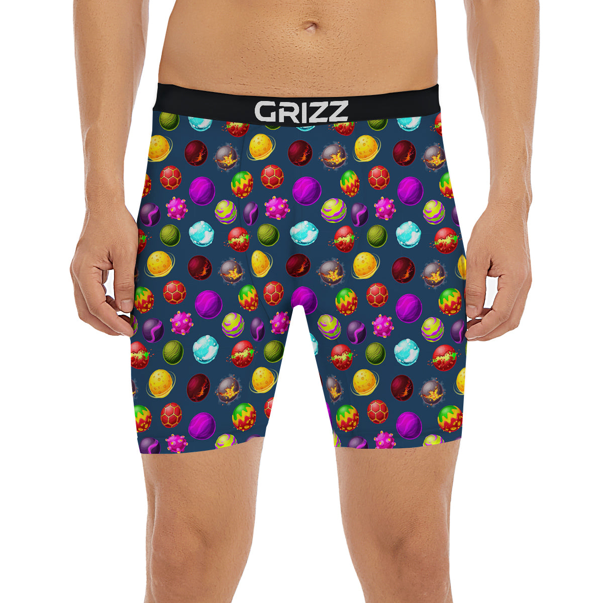 Colorful Galaxy Planets And Space Stars Print Pattern Boxer Briefs-grizzshop