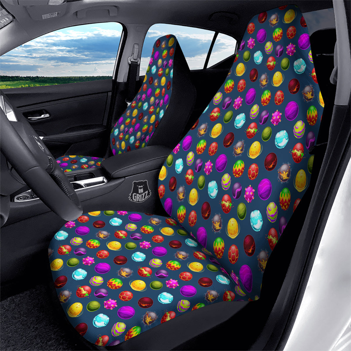 Colorful Galaxy Planets And Space Stars Print Pattern Car Seat Covers-grizzshop