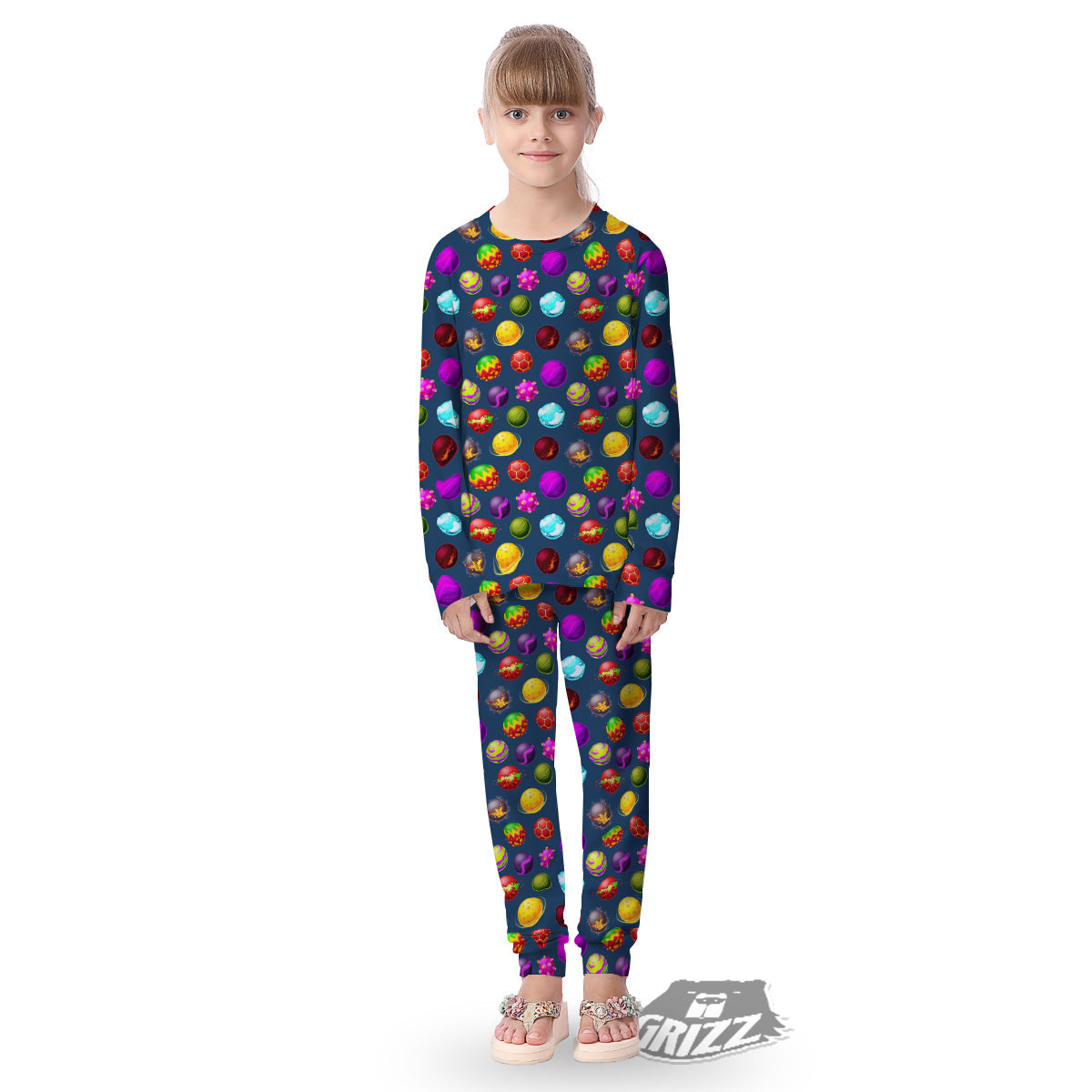 Colorful Galaxy Planets And Space Stars Print Pattern Kid's Pajamas-grizzshop
