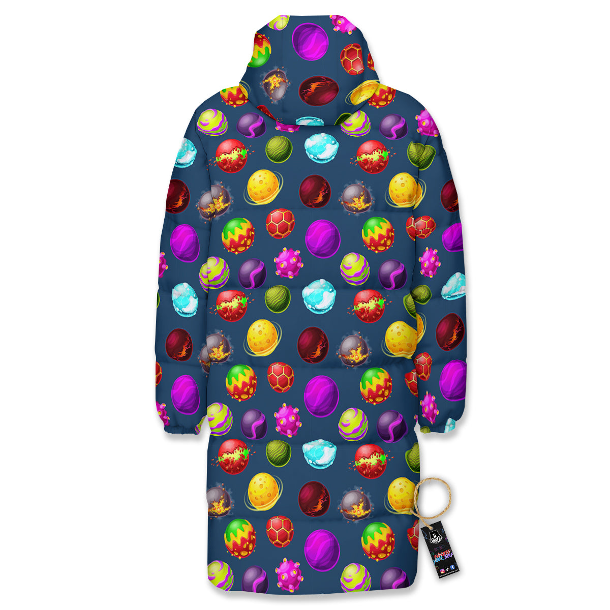 Colorful Galaxy Planets And Space Stars Print Pattern Long Down Jacket