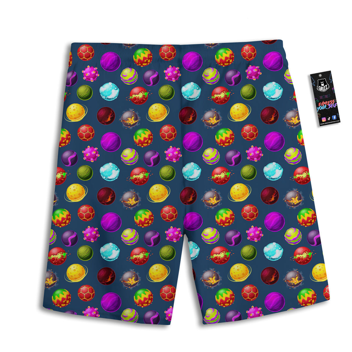 Colorful Galaxy Planets And Space Stars Print Pattern Men's Athletic Shorts