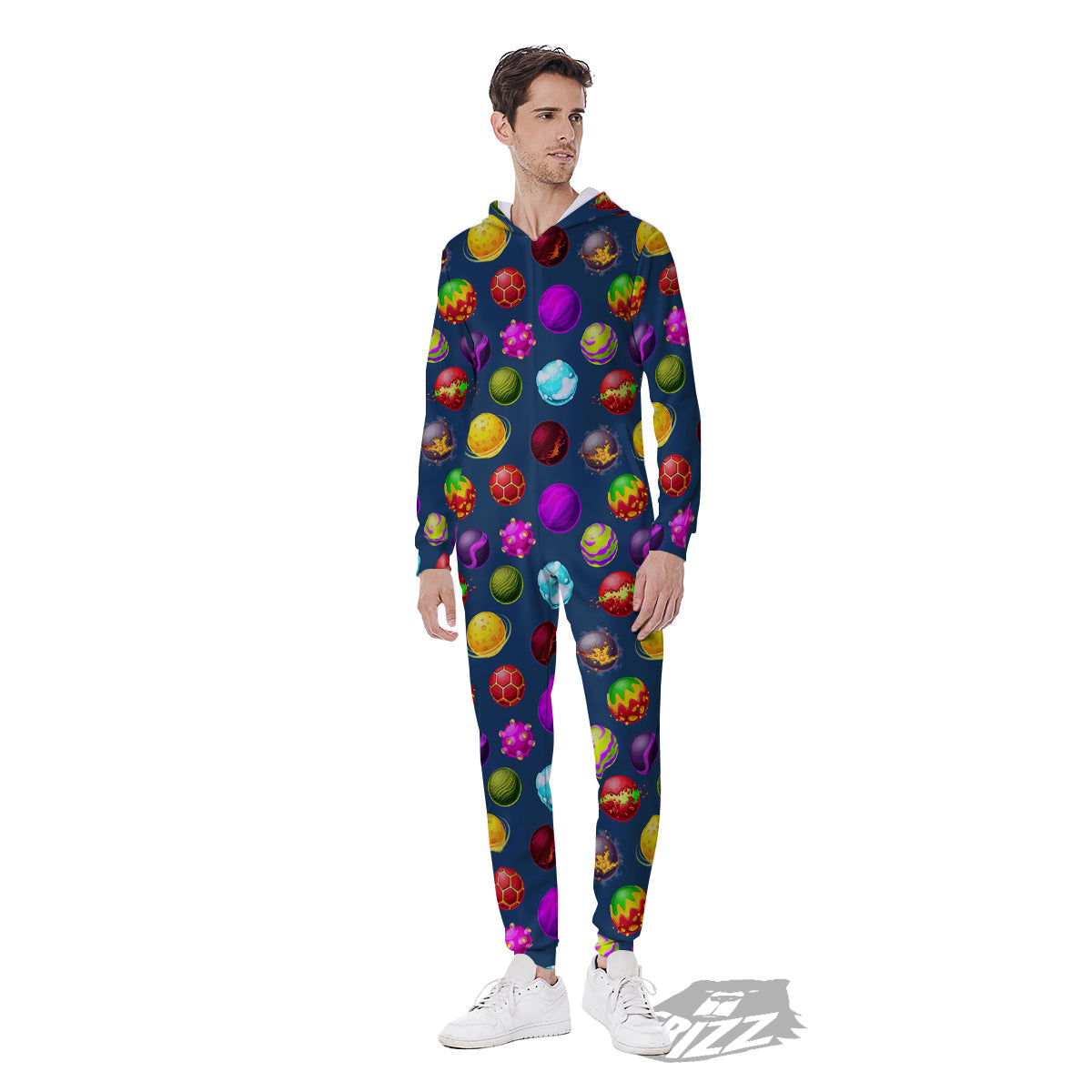 Colorful Galaxy Planets And Space Stars Print Pattern Men's Jumpsuit-grizzshop