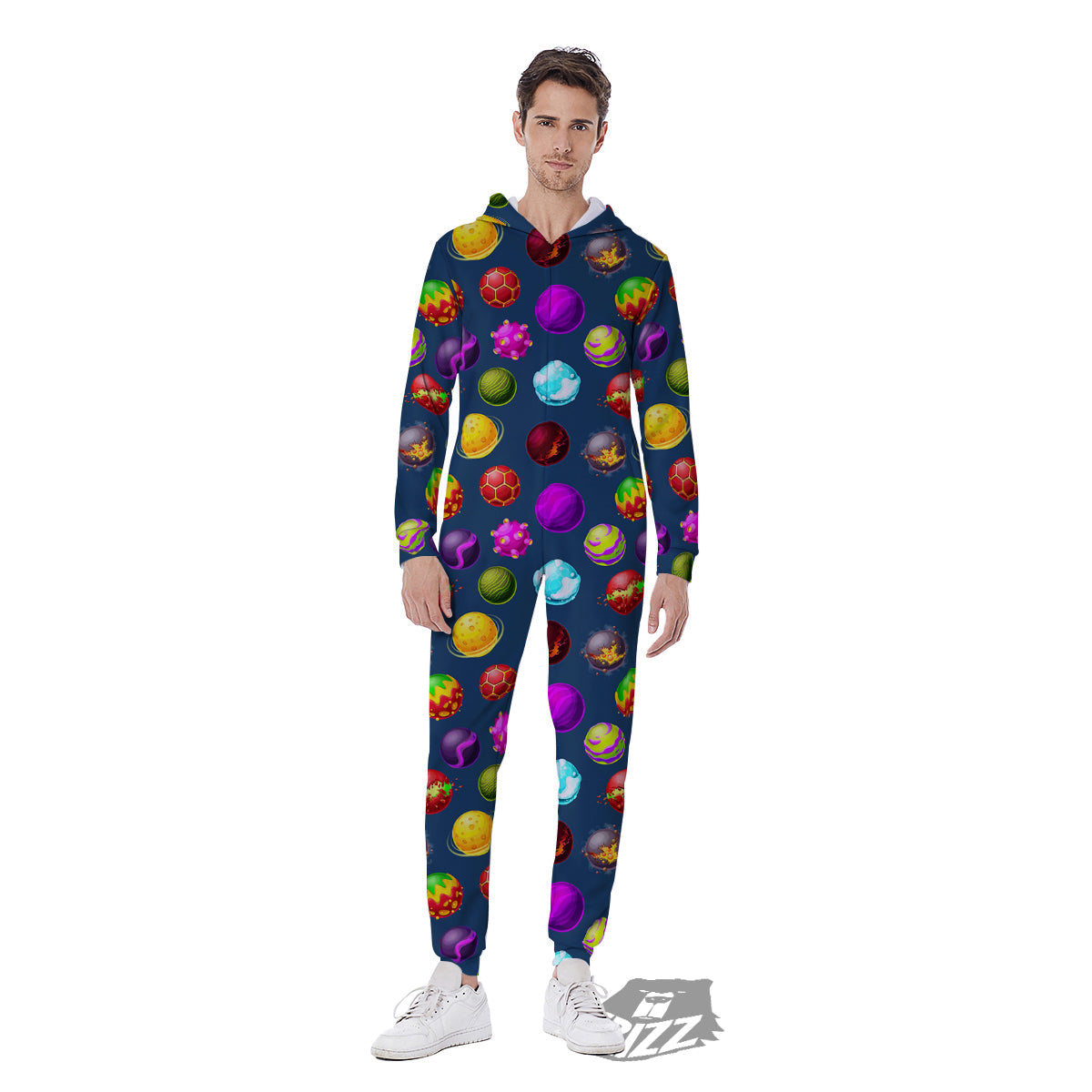 Colorful Galaxy Planets And Space Stars Print Pattern Men's Jumpsuit-grizzshop