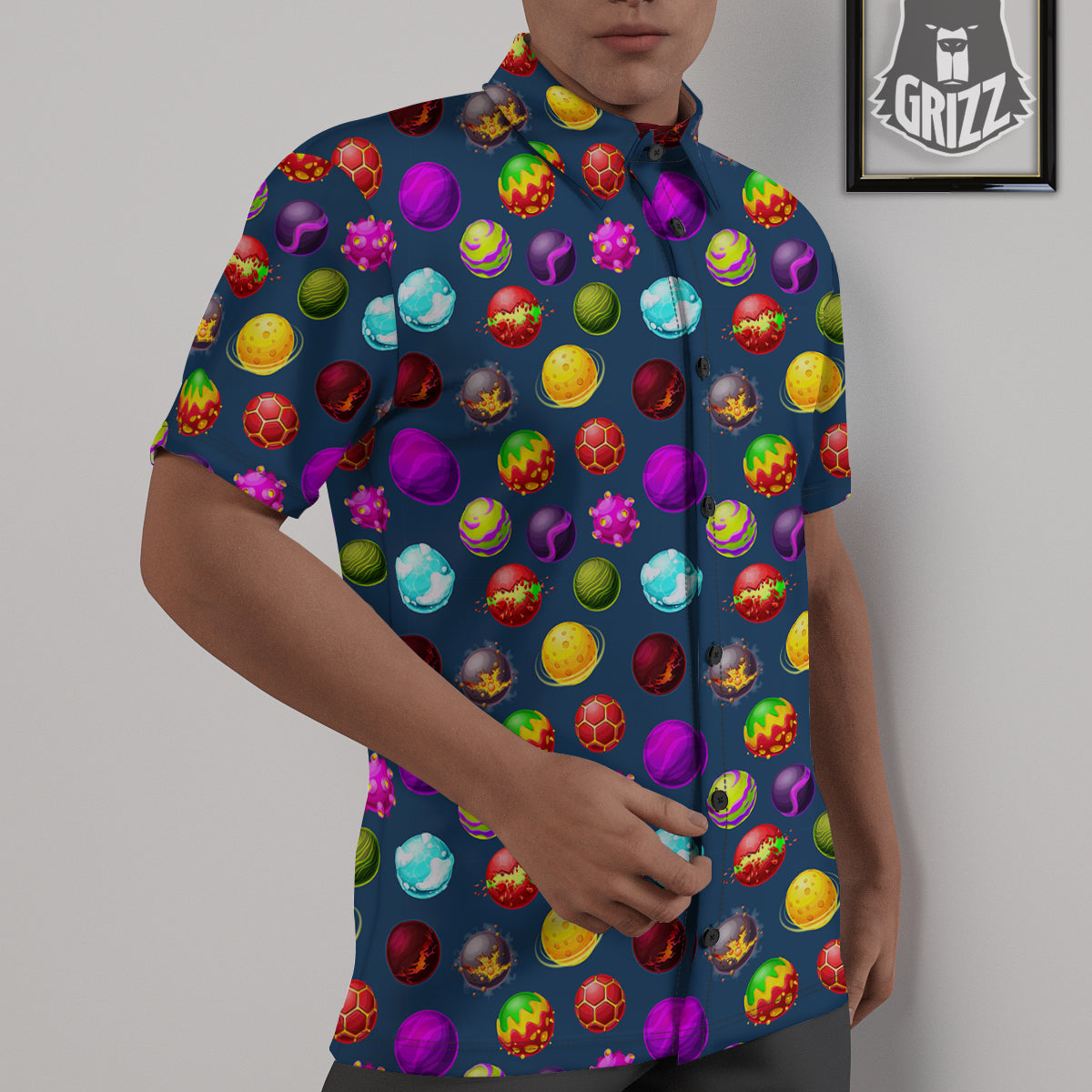 Colorful Galaxy Planets And Space Stars Print Pattern Untucked Shirts-grizzshop
