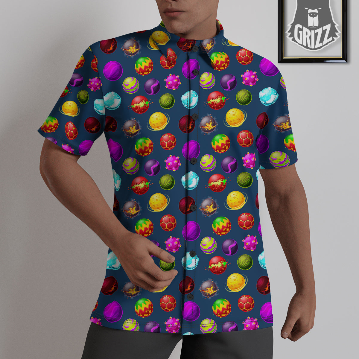 Colorful Galaxy Planets And Space Stars Print Pattern Untucked Shirts-grizzshop