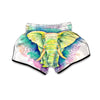 Colorful Hand Drawn Elephant Mandala Print Muay Thai Boxing Shorts-grizzshop