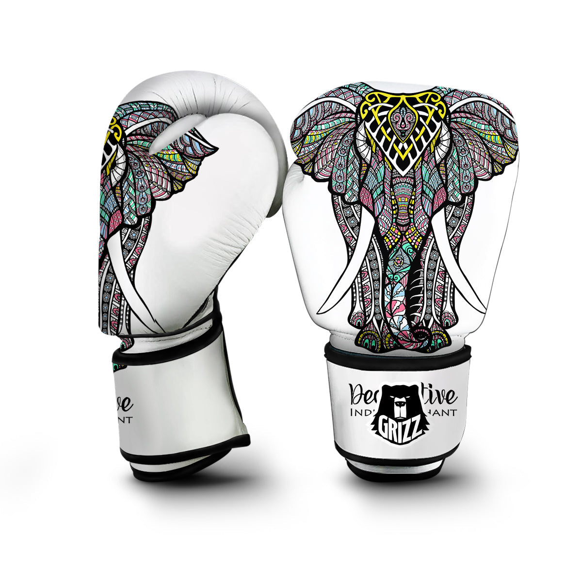 Colorful Hand Drawn Mandala Elephant Print Boxing Gloves-grizzshop