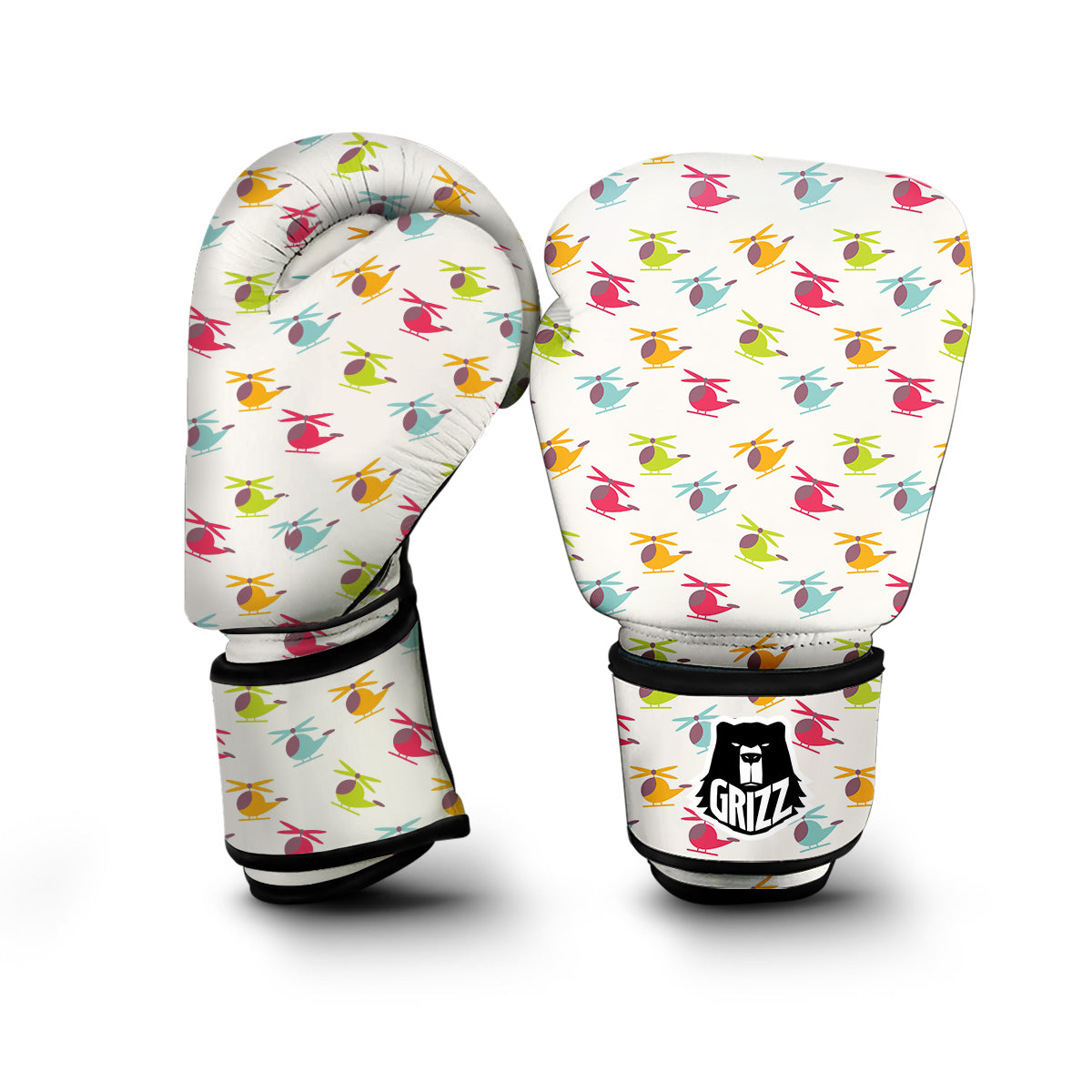 Colorful Helicopter Print Pattern Boxing Gloves-grizzshop