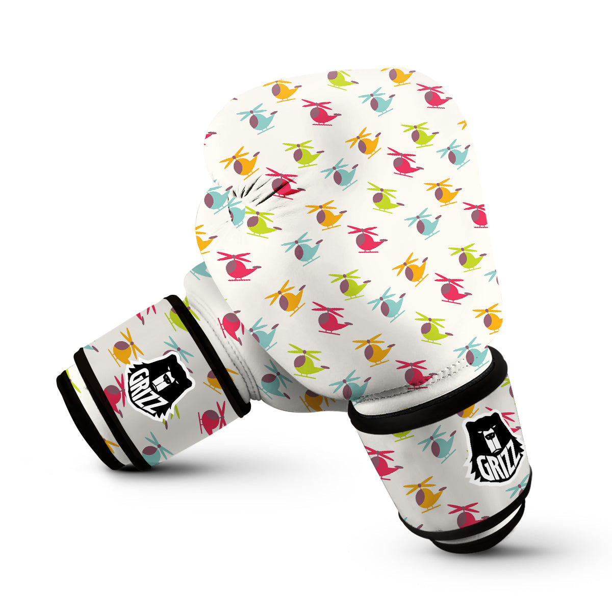 Colorful Helicopter Print Pattern Boxing Gloves-grizzshop