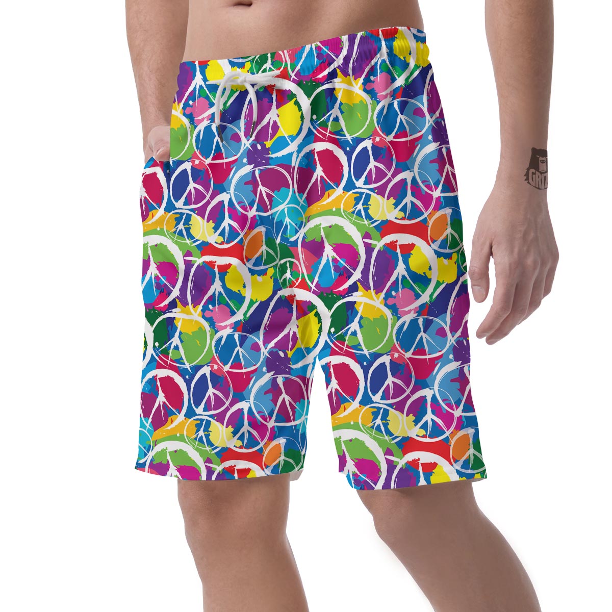 Colorful Hippie Men's Shorts-grizzshop