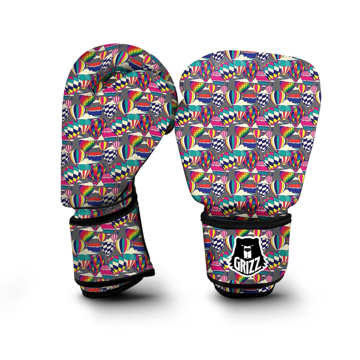 Colorful Hot Air Balloon Pattern Print Boxing Gloves-grizzshop