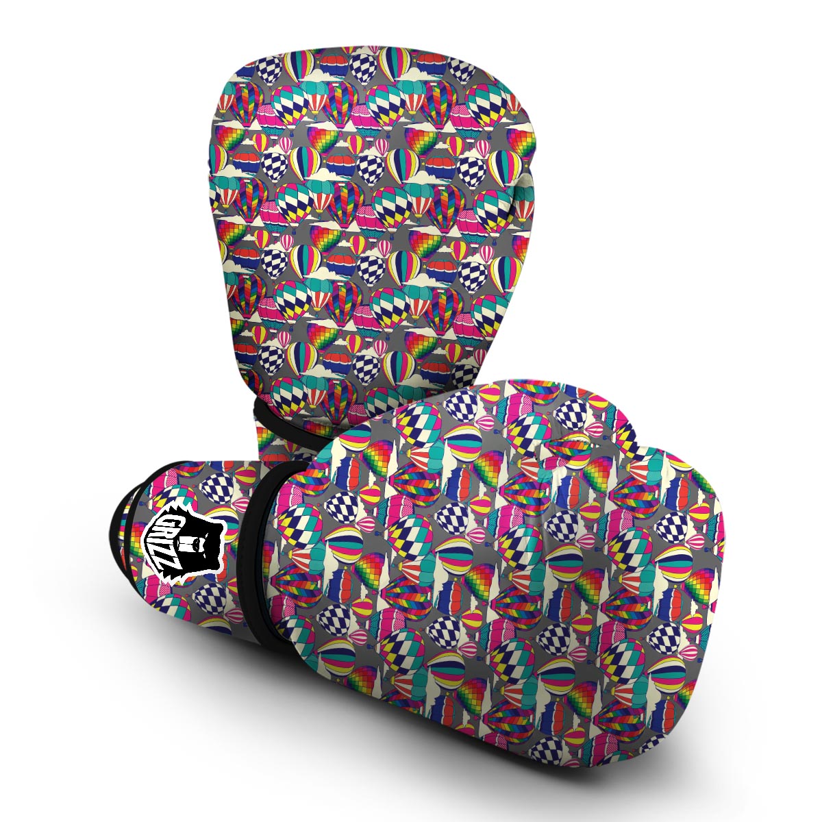 Colorful Hot Air Balloon Pattern Print Boxing Gloves-grizzshop