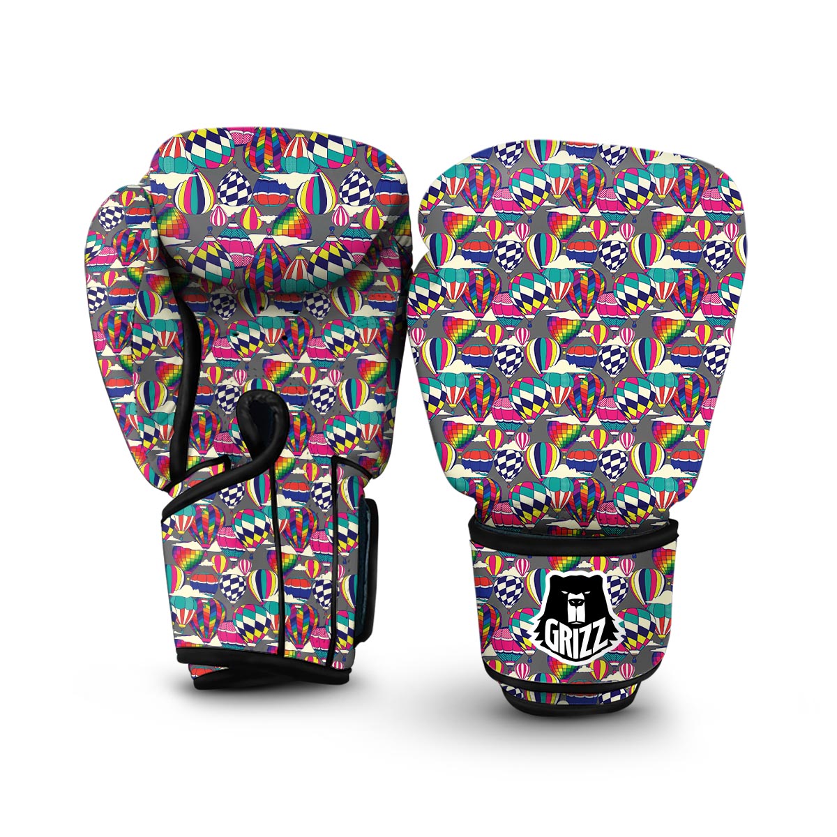 Colorful Hot Air Balloon Pattern Print Boxing Gloves-grizzshop