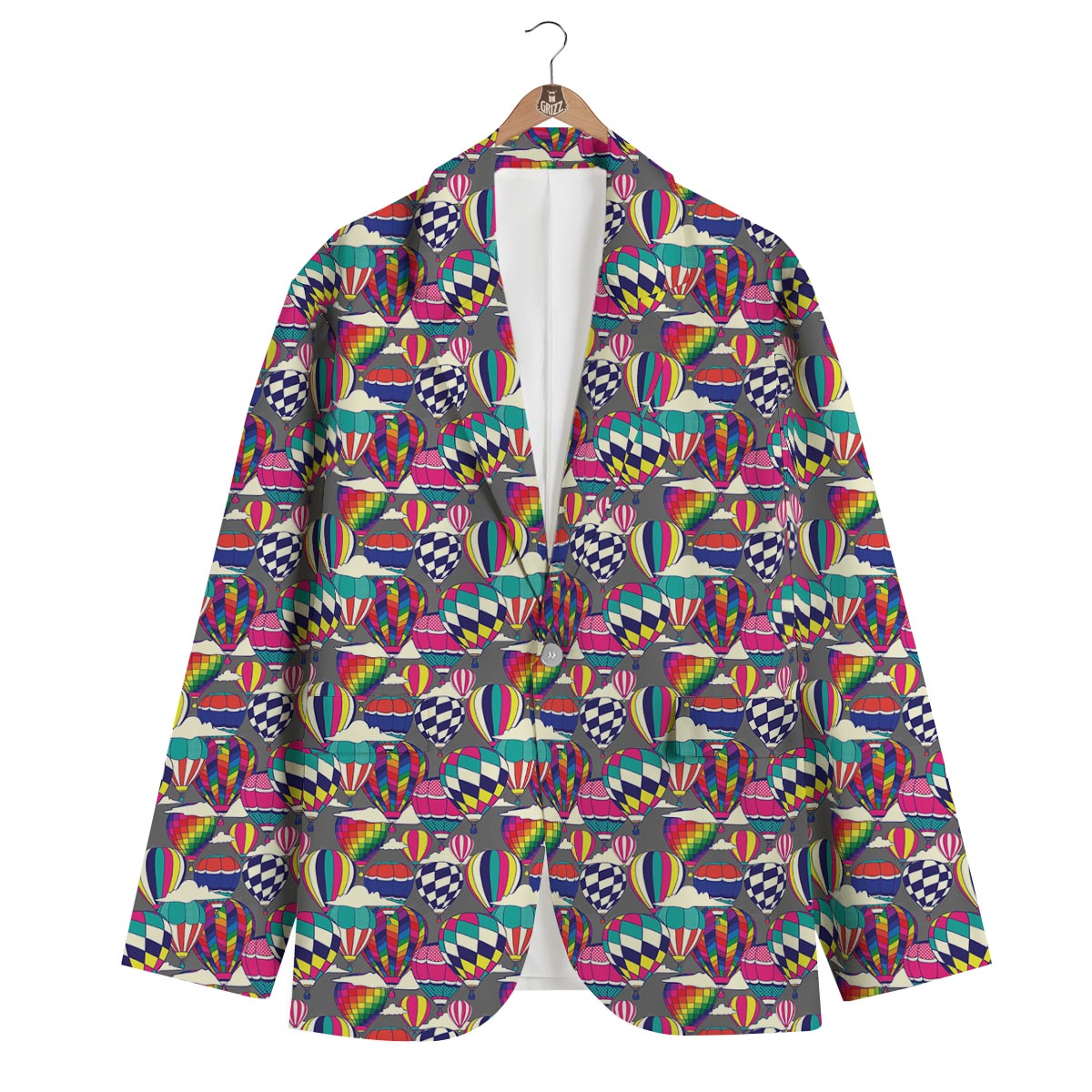 Colorful Hot Air Balloon Pattern Print Men's Blazer-grizzshop