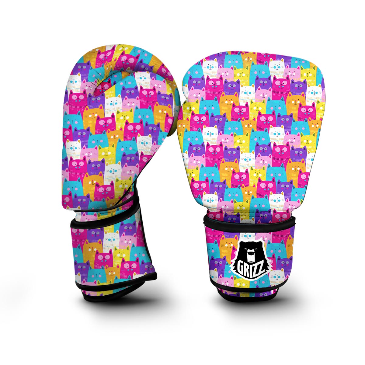 Colorful Kitten Cat Pattern Print Boxing Gloves-grizzshop