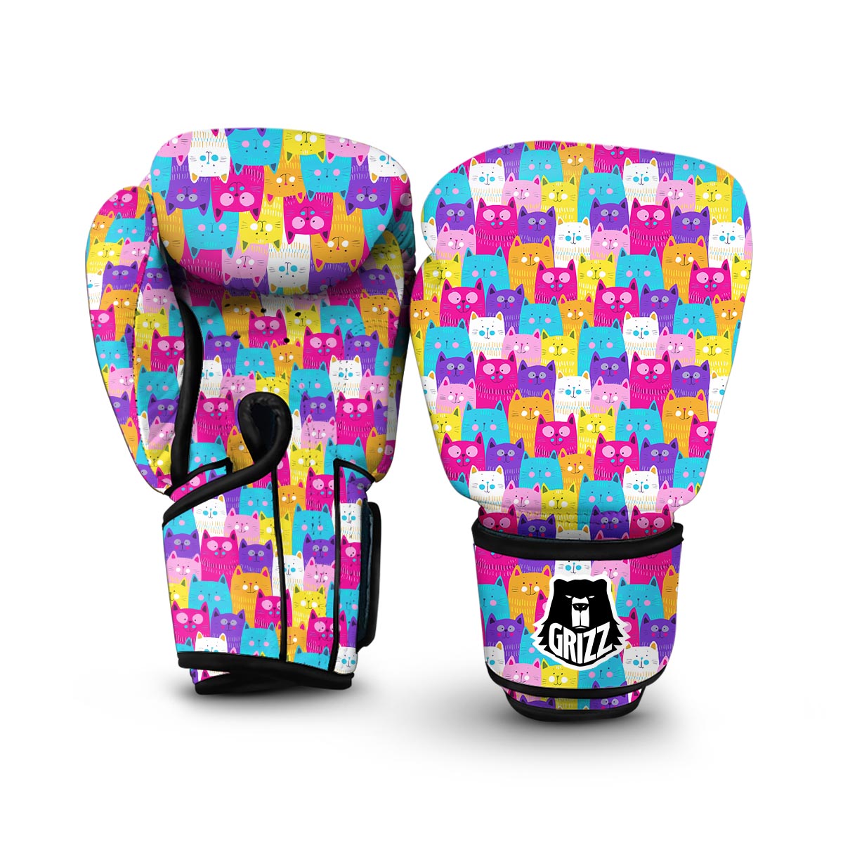 Colorful Kitten Cat Pattern Print Boxing Gloves-grizzshop