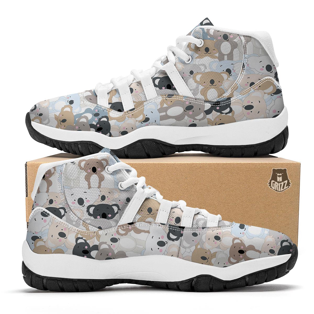 Colorful Koala Pattern Print White Bball Shoes-grizzshop