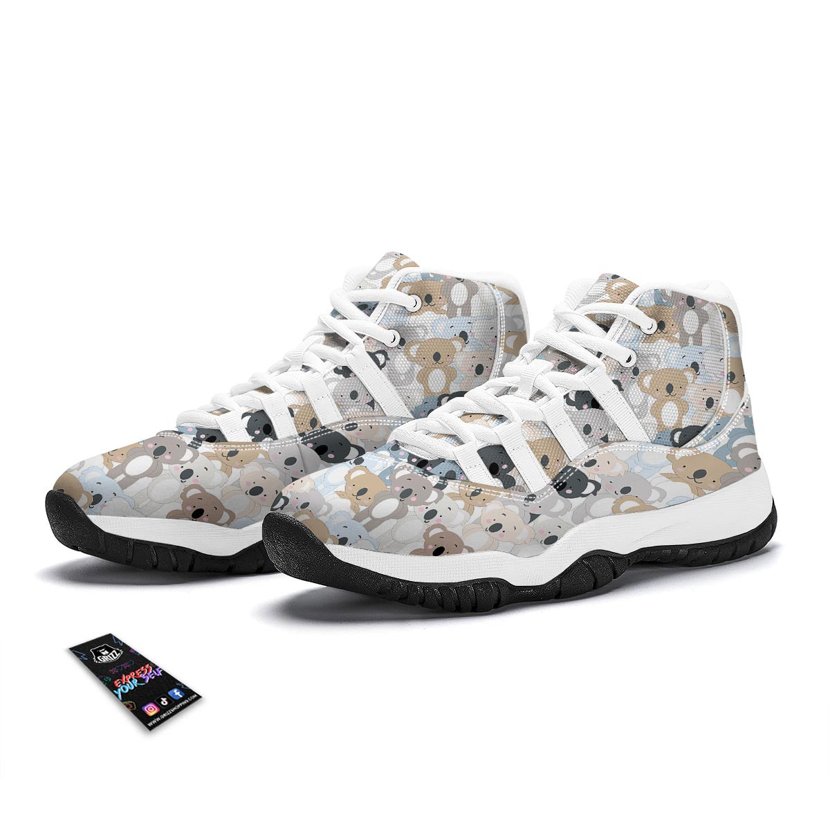 Colorful Koala Pattern Print White Bball Shoes-grizzshop